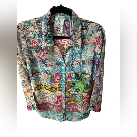 Johnny Was Colorful Floral Button-Up Shirt petite size XS - Picture 6 of 9